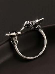 1pc Vintage Bronze Hummingbird & Floral Design Open Ring For Women
