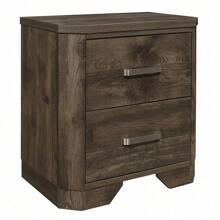 Rustic Brown Finish Nightstand With Storage Drawers Clipped Corners Transitional Style Wooden Bedroom Furniture 1pc Bedside Table