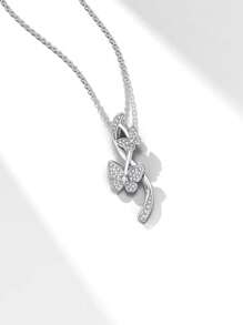 S925 Sterling Silver 18K Gold Plated Cubic Zirconia Orchid Flower Pendant Necklace, Suitable For Women's Daily Wear, Summer Jewelry, Girlfriend, Wife, Mother's Birthday, Anniversary Gift