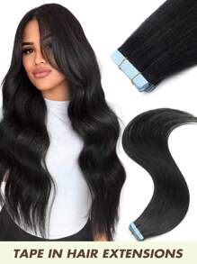 20pcs Tape-In Hair Extensions, Real Human Hair, Salon-Grade Straight Hair, Seamless Adhesive, Double-Sided Tape, Invisible Hair Extensions
