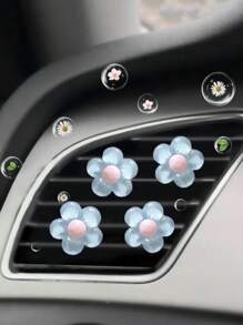 4pcs Car Air Outlet Decoration With Ice Transparent Small Flowers Car Air Conditioning Outlet Decoration - one-size - View 4