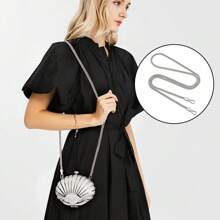 蛇骨链条肩带手柄，扁平肩带替换件，蛇骨链条肩带配金属扣，适用于钱包、手提包、单肩包 - 金色 - 查看 10