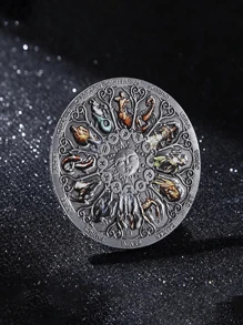 Sternbild Münzen Sammlung: 12 Sternbild Münzen - Glücksgöttin Schutzengel Münzen - Eisen Material - Neue Ära Münzen - 4 cm/1,57 Zoll, Geburtstagsgeschenk Medaillen Sammlung, bevorzugt für Sammlerstücke