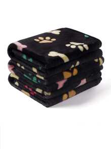 1 pièce Couverture polaire pour animal de compagnie pour le printemps et l'automne, motif mignon de patte, chaude et épaisse pour chiens et chats, convient pour toutes les saisons - Noir - Voir 11