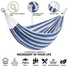 1 Set Of Hiking, Camping, Canvas, Single And Double Hammocks, Outdoor Camping, Leisure, Indoor Swing, Thick Striped Hammock
