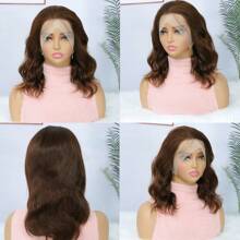 Brown Wig Human Hair 13x4 Frontal Lace Wig 180%-200density 14 Inch Body Wave HD Lace Front Wigs Human Hair Pre Plucked With Baby Hair Short Wigs For Women (#4 Brown, 12-16Inch)