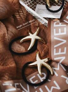 1pc Women's Minimalist Metal Starfish Hair Scrunchie, High-End Ponytail Tie, Fashion Hair Accessories,Gold Hair Head Piece
