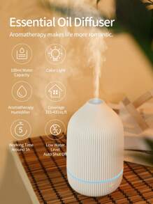 1 Stück weißer Aroma Diffuser, vasenförmiger Ultraschall-Nebelbefeuchter mit LED-Licht-Dekoration für Zuhause