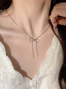 1pc Girl's Delicate Velvet Bow Pearl Decor Necklace, Minimalist Korean Style Choker Necklace