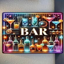 1 Peça Letreiro de Luz de Néon Vintage "Bar", Arte de Parede de Metal Esculpido em Folha de Ferro, 20 cm x 30 cm, Decoração Retrô de Bar para Casa, Adequado para Caverna Masculina, Garagem e Espaço Externo, Iluminação de Garagem | Letreiro de Luz de Néon Retrô | Obra de Arte em Folha de Ferro, Decoração de Parede com Luz de Néon, Perfeito para Decoração de Quarto