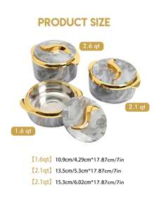 3pcs, Golden Touch Food Warmer, Thermal Casserole Dish Set With Lids, Insulated Stainless Steel Container For Hot & Cold Food, Serving Bowl For Buffets, Hot Pot Sets Food Warmer, Hot Pot Food Warmer Set, Tableware Casseroles Set, For Office - 香檳色 - 查看 8