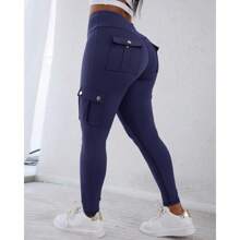 Womens Butt Lifting Leggings With Flap Pockets High Waist Tummy Control Workout Cargo Leggings Yoga Pants