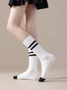 1 Pair Girls Mid-Calf Socks With Bow Decor, Cute Butterfly Lace Crew Socks, Versatile For Daily Wear, Summer - Red - View 6