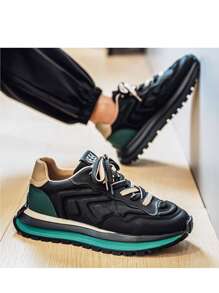 Spring New Fashionable Men's Shoes, Lightweight, Versatile Casual Network Celebrity Model, Color Blocking, Sophisticated Design - Black - View 2