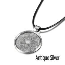 5 pièces/paquet Cadre de pendentif de 25 mm avec cordon de cire, base de cabochon rond vide pour DIY, accessoires de bijoux de collier
