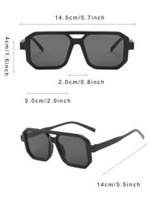 3pcs Women's Rectangular Double-Beam Fashion Glasses , Suitable For Summer Beach Vacation, Outdoor Travel, Casual Style Oversized Aviator Frame, Suitable For Outings And Back To School Season - 3 Pieces (black, Blue, and Orange) - View 3