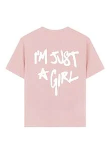 Tween Girl Casual Graphic Print Round Neck Short Sleeve T-Shirt, Summer Top - Pink - View 5