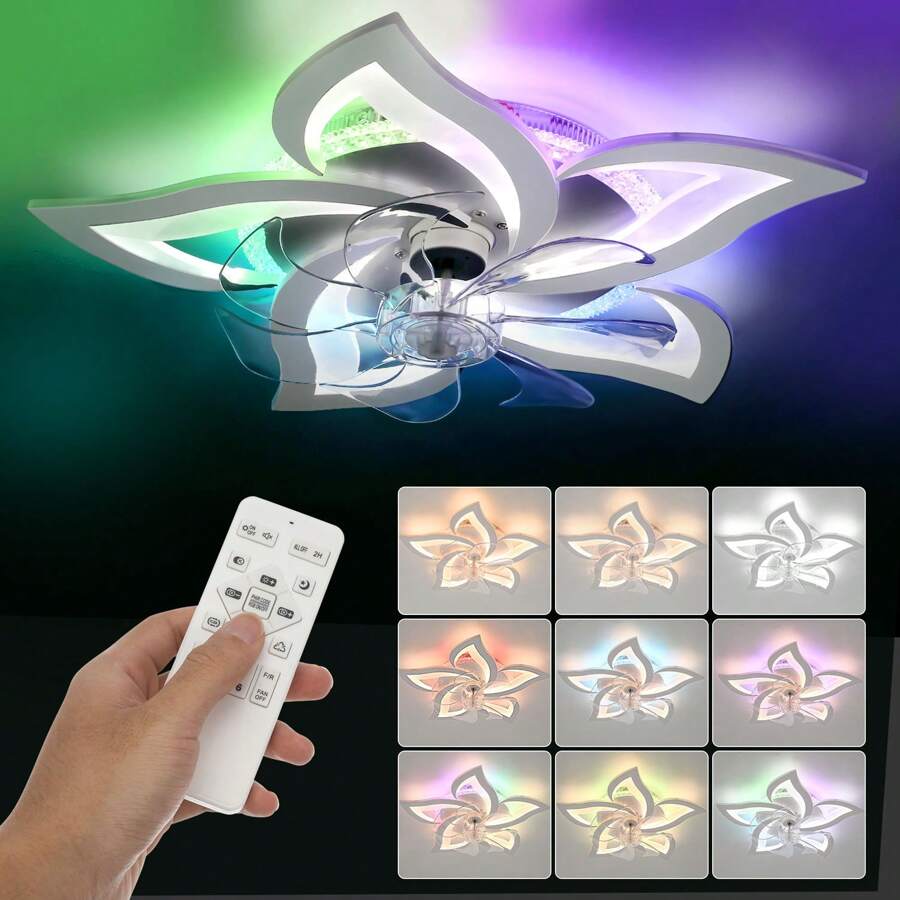 OYAJIA Ceiling Fans Integrated With Lights: 72W Fan-Light Combo With Remote Control, Timer Function, 3000K-6000K Adjustable Lighting, 6-Speed Quiet Operation, Ideal For Living, Dining & Bedroom - White - View 1