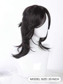 Pelucas de fibra negra de moda para hombres y mujeres, pelucas de coleta mitad recta estilo artes marciales de anime para cosplay, elegante y duradera para uso diario, festivales y Halloween