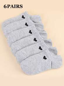 1/6/9/10/15 Pairs Women Cute Solid Heart Boat Socks, Soft & Comfortable, Moisture-Wicking, Suitable For Sports & Casual Wear