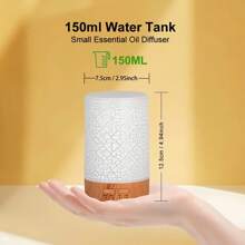 1 Pc 150ml Ultrasonic Mini Air Humidifier Aromatherapy Essential Oil Diffuser USB Powered Auto Shut Off Timer Ultra Quiet Cracked Cover White Yellow Dark Woodgrain For Home, Office, Yoga, Bedroom