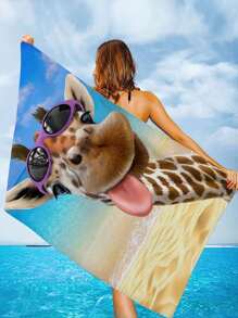 1pc Printed Quick-Dry Beach Towel, For Swimming, Hotel, Spa