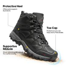 Men's Waterproof Hiking Boots Outdoor Mid Trekking Lightweight Mountaineering Shoes Paladin - 黑色 - 查看 7
