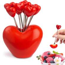 Set de 5 tenedores de fruta, tenedores de ensalada en forma de corazón rosa de acero inoxidable, tenedores creativos para pastel, postre, pinchos de comida dulce, suministros para bodas y fiestas, regalos navideños, útiles escolares