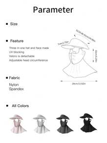 GOLOVEJOY 1pc Summer New Full Face Sun Protection Hat, Women Breathable Fabric UV Protection Neck Cover Detachable Brim Hat - Suitable For Cycling, Camping, Hiking, Mountaineering, Outdoor Activities - Multicolor - View 3