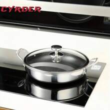 Sartén antiadherente de alta calidad, sartén de acero inoxidable de triple capa, con tapa y dos asas, de acero inoxidable 304, compatible con todo tipo de cocinas, apta para lavavajillas y horno, calentamiento rápido y uniforme, utensilios de cocina duraderos - Sartén de doble asa con tapa - Ver 1