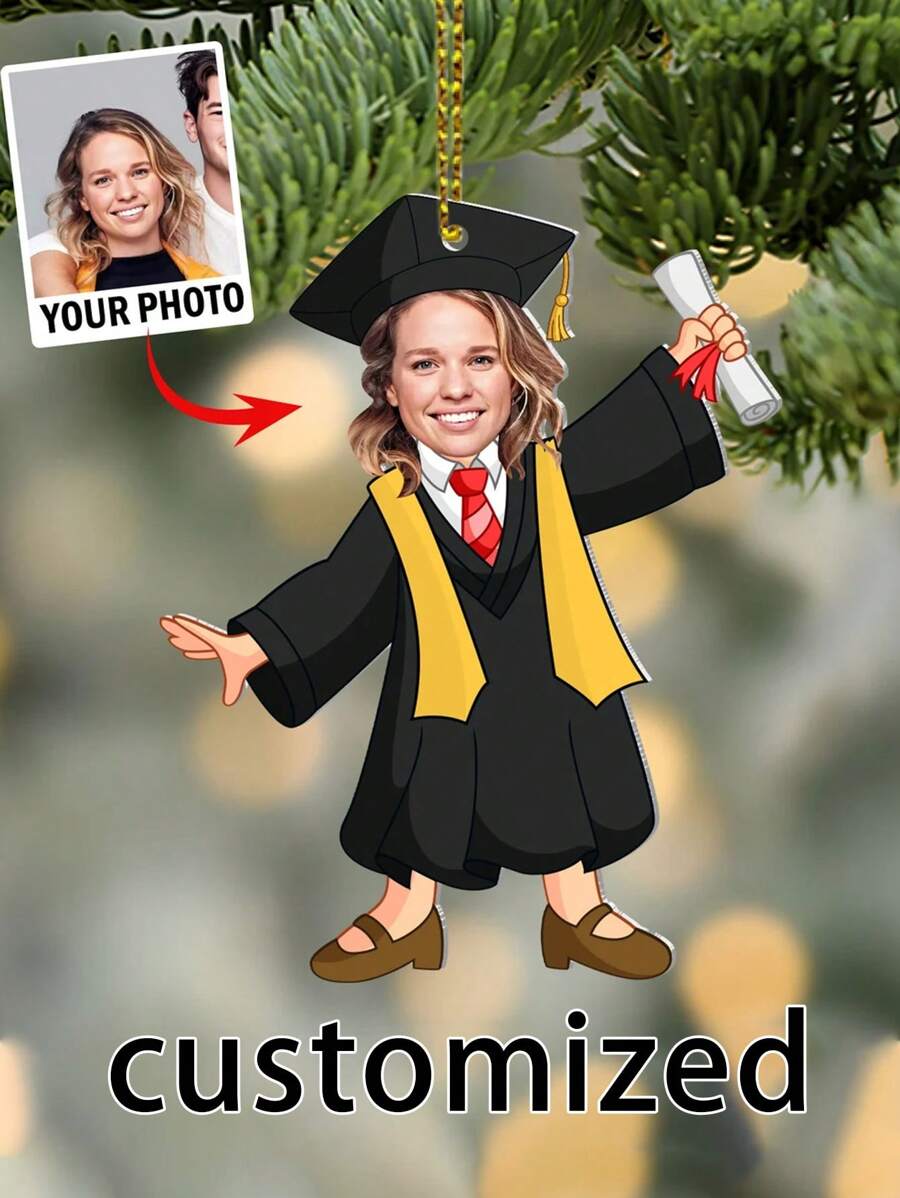 1PC Personalized Graduation Photo Custom Headshot Decoration Hanging, Acrylic Custom School Graduation Memorial Hanging, Boys And Girls Graduation Portrait Custom Decoration, Perfect Graduation Gift, The Perfect Graduation Gift For Students And Teachers