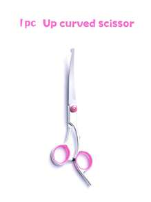 Professional Pet Grooming Scissors Set - Straight Shears, Thinning Shears, Curved Shears, Steel Comb, Suitable For Pet Hair Trimming And Brushing, Pink Grooming Kit