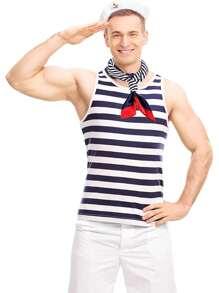 2pcs Set Yacht Captain Hat, Sailor Hat, Scarf, Men & Women Sailor Costume Party Accessories (White, 2pcs)