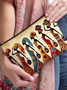 1 pieza Bolsa de cosméticos con patrón de dibujos animados para mujeres, bolsa de aseo impresa por ambos lados, bolsa de almacenamiento de lona, organizador de viaje portátil, regalo para amigos, artículos esenciales de viaje, accesorios de viaje, imprescindibles de viaje