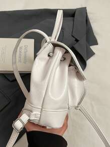 Small Niche Design Women 2-Way Bucket Bag, Fashion Backpack, Versatile For 2025 - White - View 7