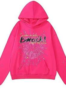 NEW Hip Hop Spider Hoodies Set Y2k Hoodie ,Tracksuit Pullover Sweatshirt And Trousers For Men Or Women Matching Hoodies For Couples Casual Unisex - 粉色 - 查看 2