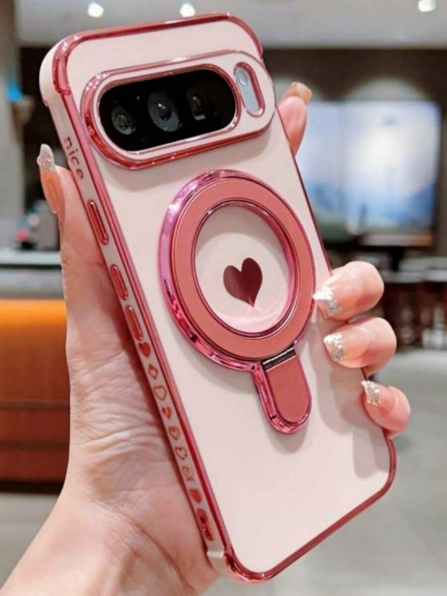 New Luxury Fashion Candy Color Mobile Phone Case With Heart Side Bracket For Pixel9 Pro XL /9A /9 /9 Pro /8 Pro /8 /8A /7A Waterproof Shockproof Anti-Fall Scratch Resistant