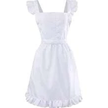 1pc Retro White Maid Apron With Pockets, Women Kitchen Cooking Half Apron - White - View 9