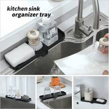 Silicone Bathroom Soap Dishes With Drain Spout-Bathroom And Kitchen Sink Organizer,Sponge Holder,Dish Soap Tray,Perfect For Dispenser,Scrubber,Bottle,Cup On Sink Or Counter-Coffee 4.9"*3.2" - 黑色 - 查看 4