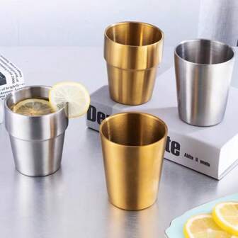 Stainless Steel Cup, Double-Walled Insulated & Anti-Scald, Suitable For Cold & Hot Drinks, Water, Coffee, Tea, Beverages, Milk, Durable & Shatterproof, Ideal For Home, Office, Restaurant, Cafe, Bar, Picnic, Outdoor, Cafeteria