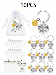 1 件/5 件/10 件/15 件励志向日葵钥匙扣礼品套装，欧根纱袋感谢派对用品牛皮纸标签，你很棒，鼓舞人心的话语，不锈钢钥匙扣，可与汽车钥匙、门钥匙、钱包配件一起使用汽车配件包饰背包学校可爱哥特式 Y2k 包配件挂绳带身份证夹汽车配件包饰 - 彩色 - 查看 12