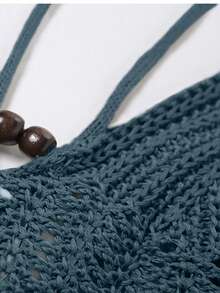 New Spring/Autumn Sexy V-Neck Backless Lace Up Knitted Dress - Blue - View 6