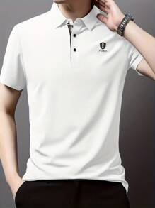 Men's Summer Seamless Breathable Collared Polo Shirt, Light Business Casual Dress - White - View 5