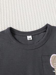 Summer Cartoon Cute Embroidery 2pcs/Set Boys Short Sleeve Casual Outfit