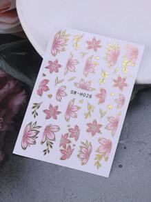 2 miếng dán móng tay họa tiết hoa màu hồng, decal hoa lá mạ vàng sang trọng, decal 3D tự dính, dụng cụ làm móng cho nữ, thích hợp cho mùa xuân/hè. - Nhiều màu - Xem 7