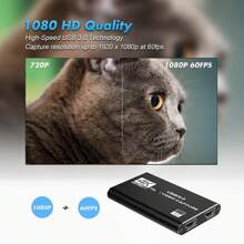 1080P 60FPS Cam Link Card Game Capture Card Adapter Screen Record Capture Device 4K HD To USB 3.0 Video Capture Card For Streaming, Gaming, Video Conference, Teaching, Live Broadcasting Accessories Camera Dongle Microphone Plug - Black - View 3