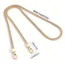 蛇骨链条肩带手柄，扁平肩带替换件，蛇骨链条肩带配金属扣，适用于钱包、手提包、单肩包 - 金色 - 查看 5