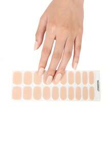 1 Box Natural UV Nail Gel Stickers, Long-Lasting Classic Solid Colors Semi-Cured 20pcs Finger Nail Gel Stickers, Easy To Apply And Remove