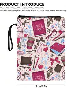 1pc Pink Book-Themed Book Cover With Zipper, Soft Cover Book Protector, Book Sleeve, Book Jacket, Book Bag, Washable Book Pouch Multi-Functional Book Storage Bag, Suitable For School, Students, Teachers, Book Lovers - Single Piece - View 4