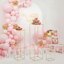 3 szt. Cylindryczny stojak na cokole, kwadratowy złoty metalowy uchwyt na rośliny w kształcie cylindra na kwiaty na imprezę, gabloty, stoły w kształcie cylindra, wazony, dekoracje na przyjęcie urodzinowe